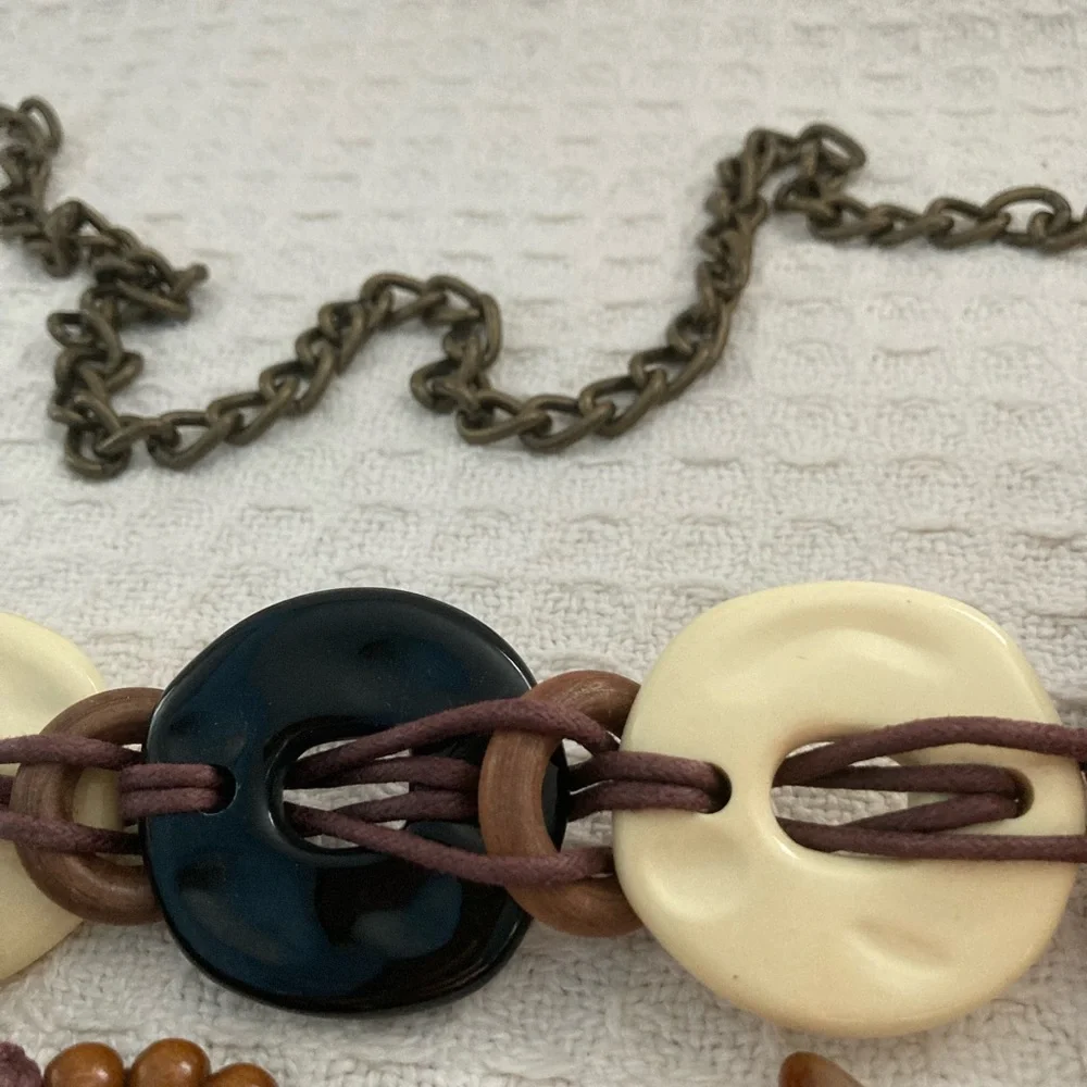 Vintage Chico’s Multi Strand Chain Link Belt With Beads And Discs